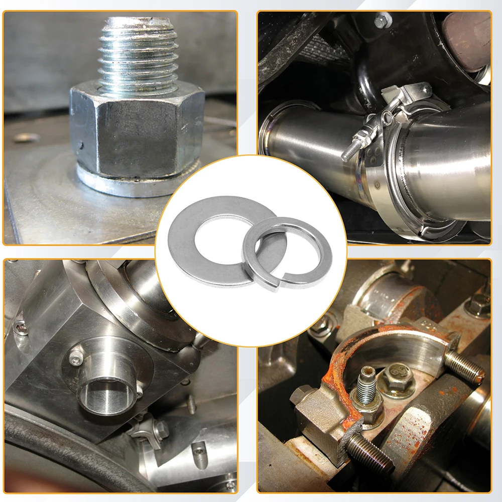 360 Buah Baja Tahan Karat Mesin Cuci Musim Semi Datar M2.5 M3 M4 M5 M6 M8 M10 Kunci Split Elastis Segel Gasket Bermacam-macam Kotak