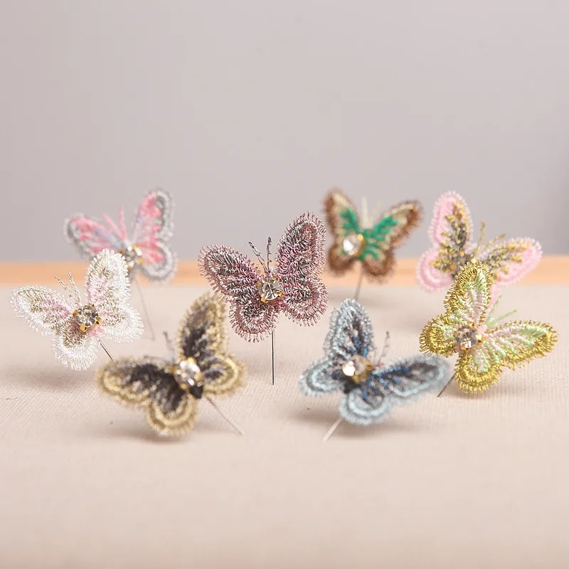 4PCS/Set 3D Stereoscopic Butterfly Patches Lace Fabric Embroidery Headwear Clothing Sewing Supplies DIY Decorate Accessories