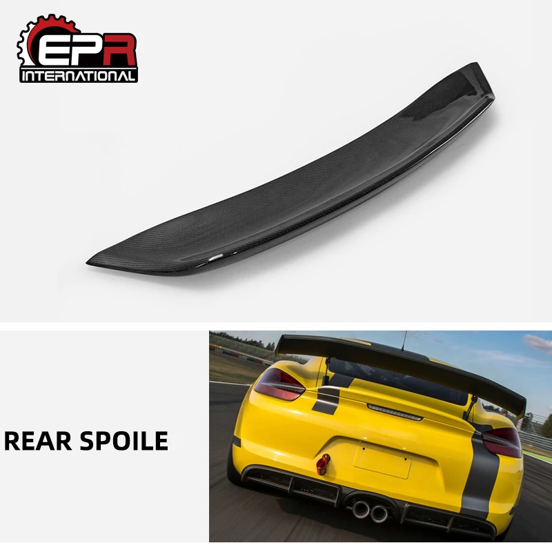 Carbon Fiber Spoilers Wing Lips For Porsche Boxster 718 (2016 on ) 982 GT4 Type Rear Trunk Duckbill Spoiler Wings Lip Body kits