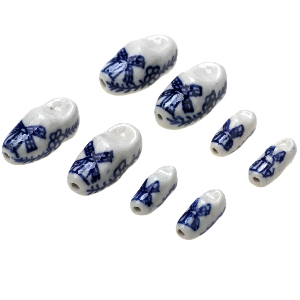 6pcs/Lot Tulip/Wooden Shoes Blue And White Porcelain Ceramic Beads For Jewelry Making DIY Bracelet Necklace Accessories NEW