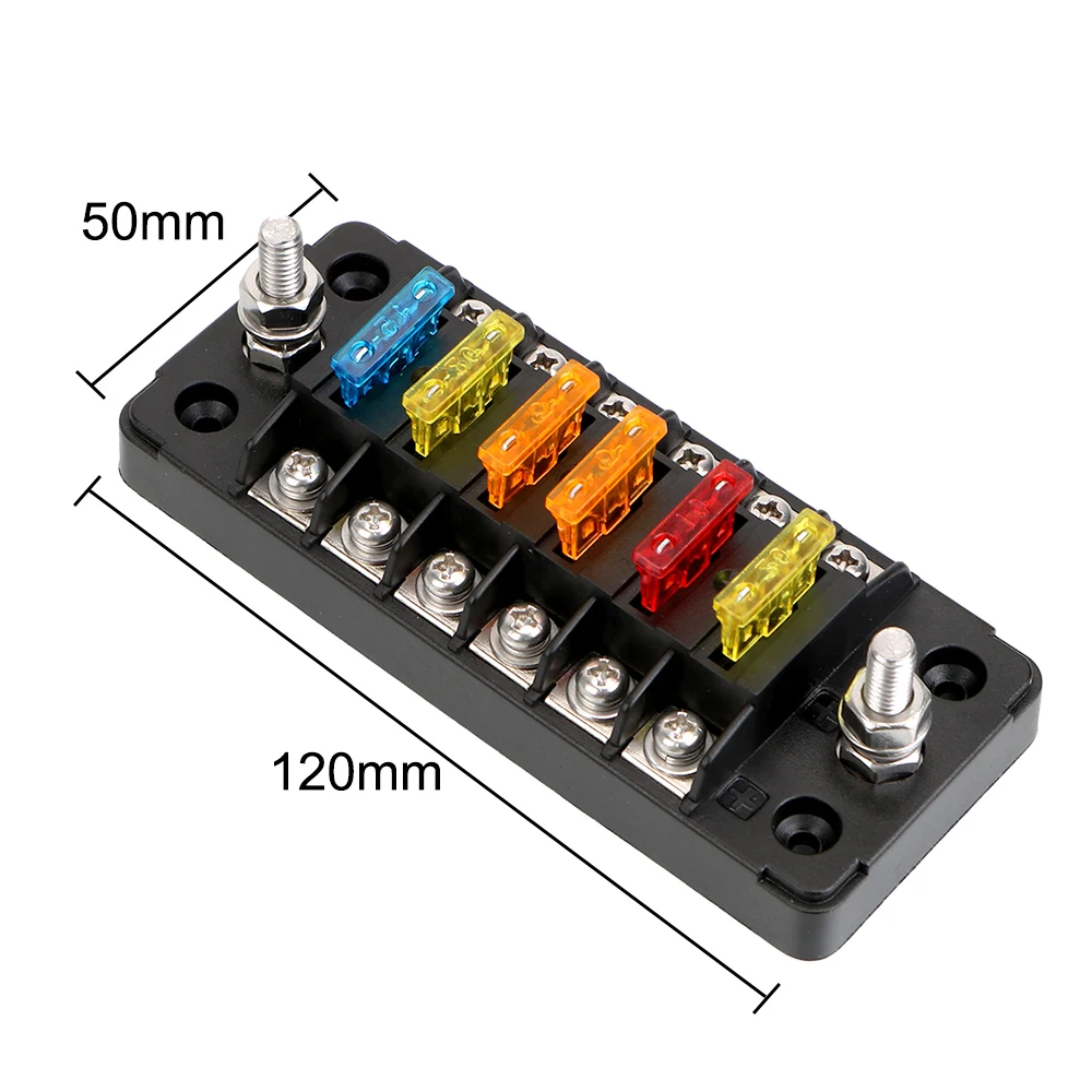 6 Ways 12 Ways Blade Fuse Block Fuse Box Holder Flame Retardant With Double Fuses For Auto Car Marine Trike 32V 75A