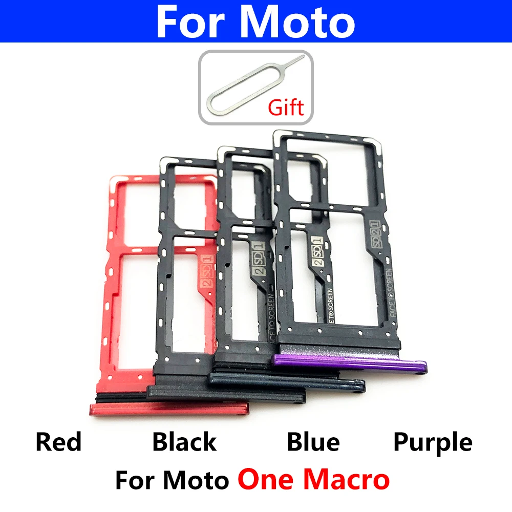 New SiM Tray For Motorola Moto One Macro Action Zoom Hyper Fusion Plus SIM Card Slot SD Card Tray Holder Adapter