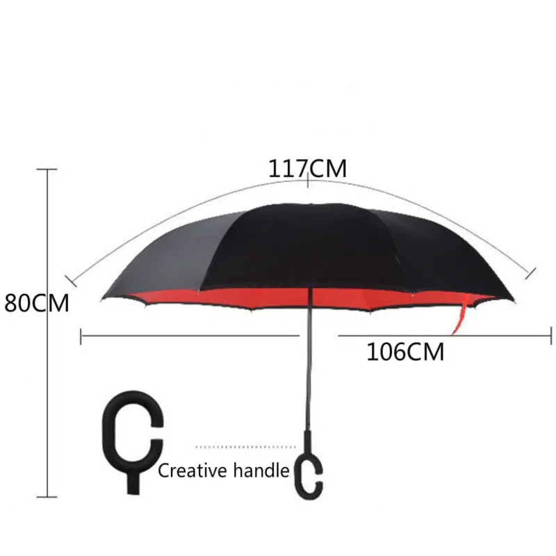 Reverse Umbrella Double-layer Long Handle Umbrella Men\'s And Women\'s Custom Windproof Car Folding Anti-bone Umbrella