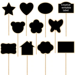 12pcs Creative Blackboard Plant Labels Various Shapes Wooden Tag Writeable Reusable Flowers Potted Garden Decoration Supplies