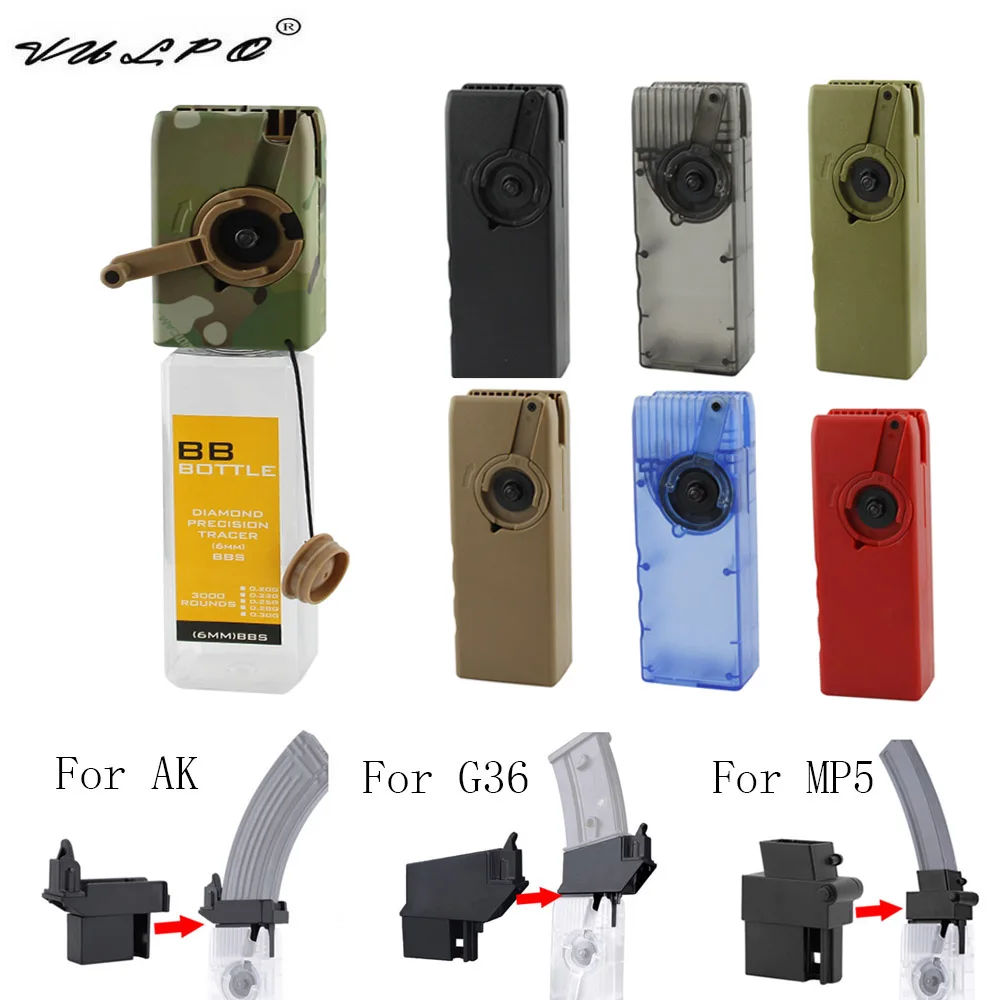 VULPO Airsoft Paintball M4 BB Speed Loader Hand Crank Quick Loader AK MP5 G36 Magazine Speed Loader Converter Adapter