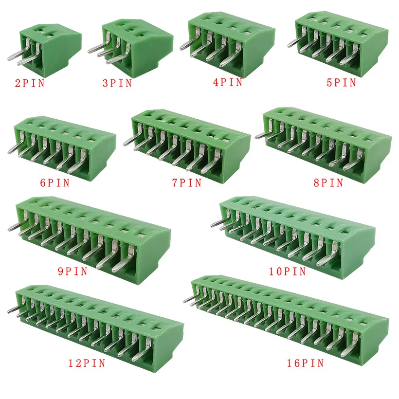 5Pcs KF128 PCB Terminal Block Connector 2.54mm Splice Terminal Blocks Screw PCB Mounting for Wire 2/3/4/5/6/7/9/10/12/16Pin