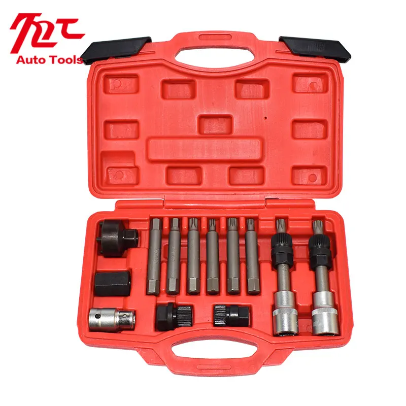 13 Pcs Alternator Freewheel Pulley Removal Engine Auto Tool Set For Mercedes Benz BMW