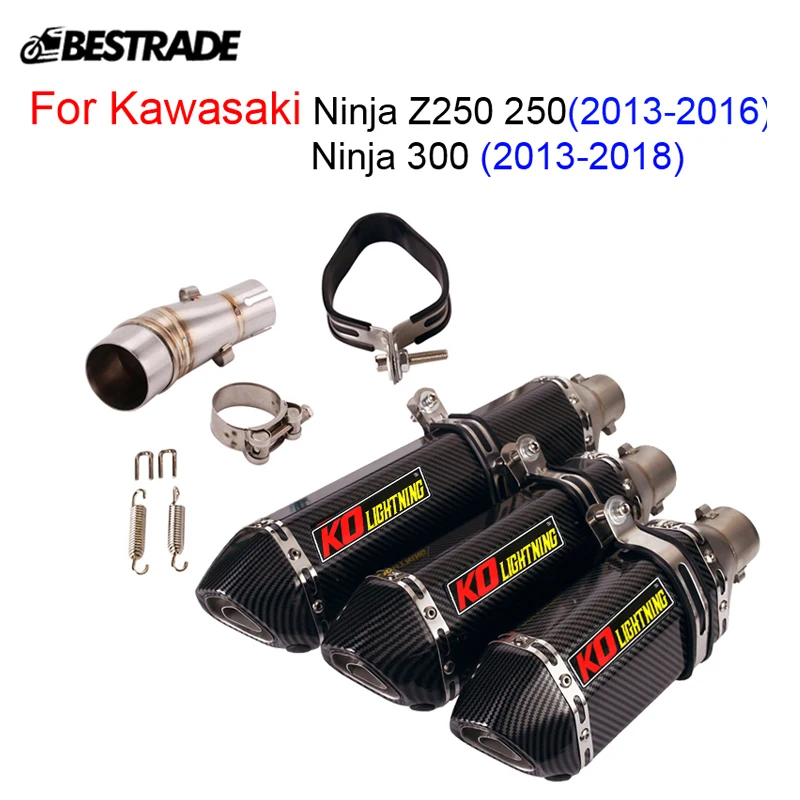 

For Kawasaki Ninja Z250 250 300 2013-2016 Motorcycle Exhaust System Middle Link Pipe Slip On 51mm Muffler Stainless Steel