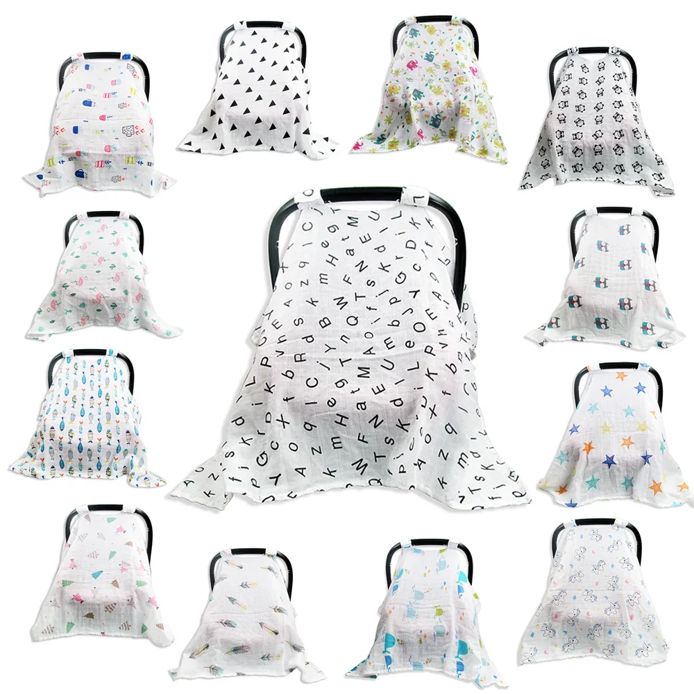 Windproof Baby Stroller Basket Cover Multi Use Maternity Breastfeeding Nursing Towel Cotton Infant Newborn Shopping Cart Awning