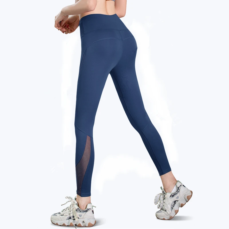 Women Mesh Sport Leggings High Waist Hip Lifting Yoga Pant Quick Dry Running Trousers Girls Elastic Gym Workout Tights Sportwear