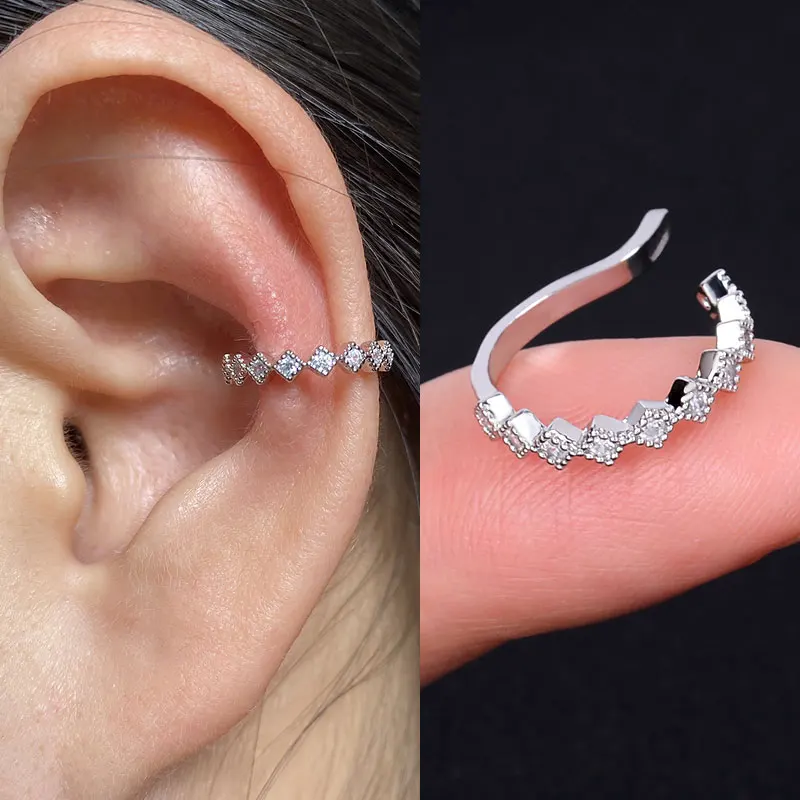 1PC Elegant Flowers Leaf Rainbow Crystal Ear Cuffs For Women Wrap Cuff Clip on Earrings No Piercing Fake Earring Wedding Jewelry