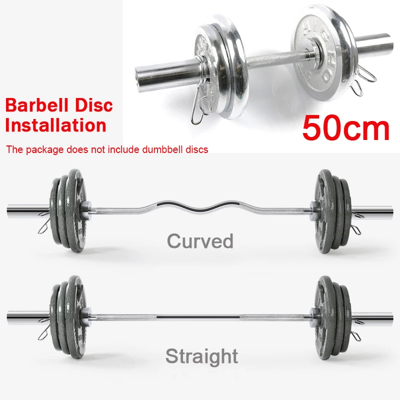 Barbell Bar for Fitness, Solid Straight and Curved, Weight Lifting, Workout Rod, Gym Weight Plate, Dumbbells Discs, 20mm, 50mm