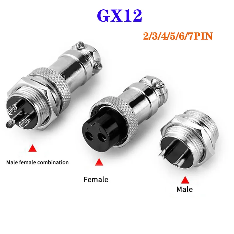 

1set GX12 2/3/4/5/6/7 pin male + female 12mm L88-93 circular aviation socket plug wire panel connector series