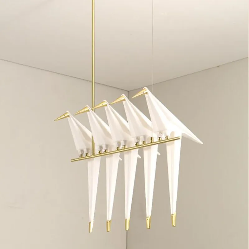 Art Deco Modern Paper Crane Metal Chandelier For Restaurant Living Room Dining Room Children's Room LED Bird Design Pendant Lamp