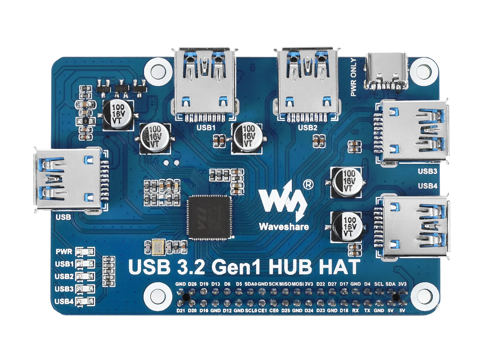 Imagem -06 - Wavesare-hub Chapéu Usb 3.2 Gen1 Portas Usb 3.2 para Raspberry pi sem Driver