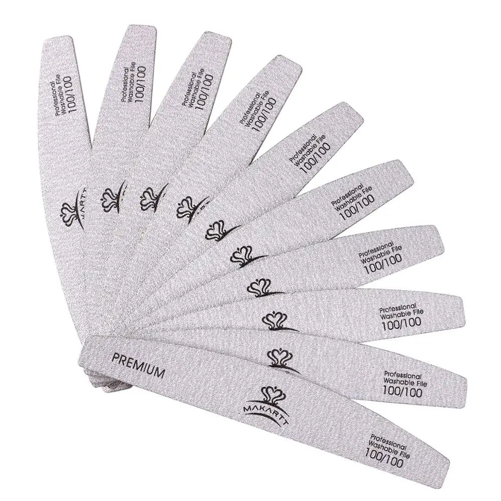 10pcs Zebra Nail Files Set Buffer 100100 Acrylic Nails Emery Board Washable Double-Side Nail Buffering Files For Nail Gel Polish