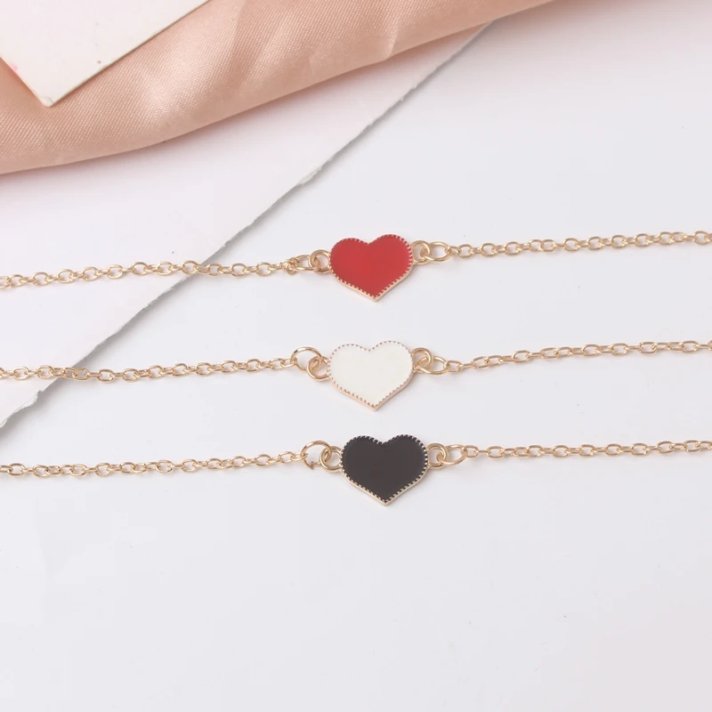 New Fashion Cheap Official Charm Chain Red White Heart Bracelet For Women Wedding Jewelry Wholesale Minimalist Bangles Bijoux