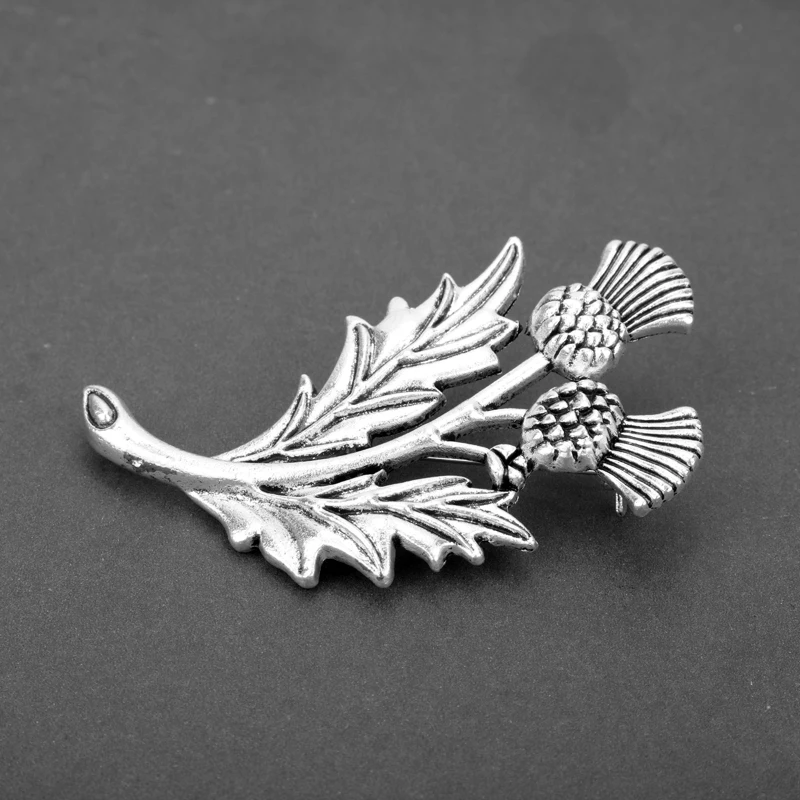 TV Outlander Brooch Pins Scotland National Flower Thistle Scottish Irish Flower Leaves Badge Pin for Women Men Gift