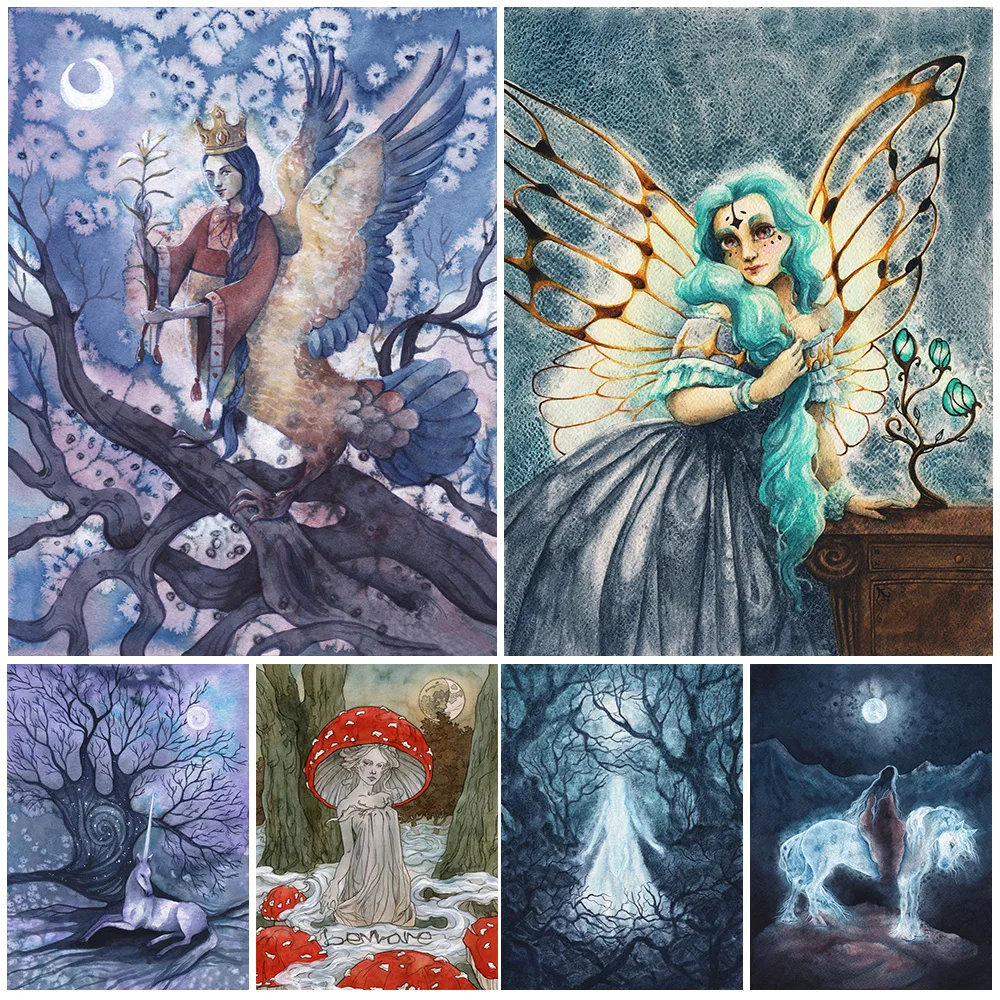 

Jungle Witch,Siren,Unicorn,Night Elf Retro Magic Art Poster And Print Decor Wall Art Canvas Painting For Living Room Art Print