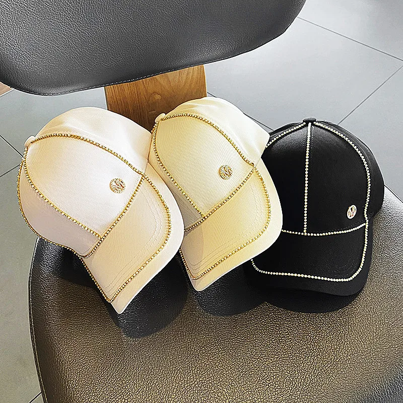 New M Beaded Letter- Printing Womens Baseball Cap Spring and Summer Korean Style Multi-Functional Fashion Cotton Letter Sun Hat