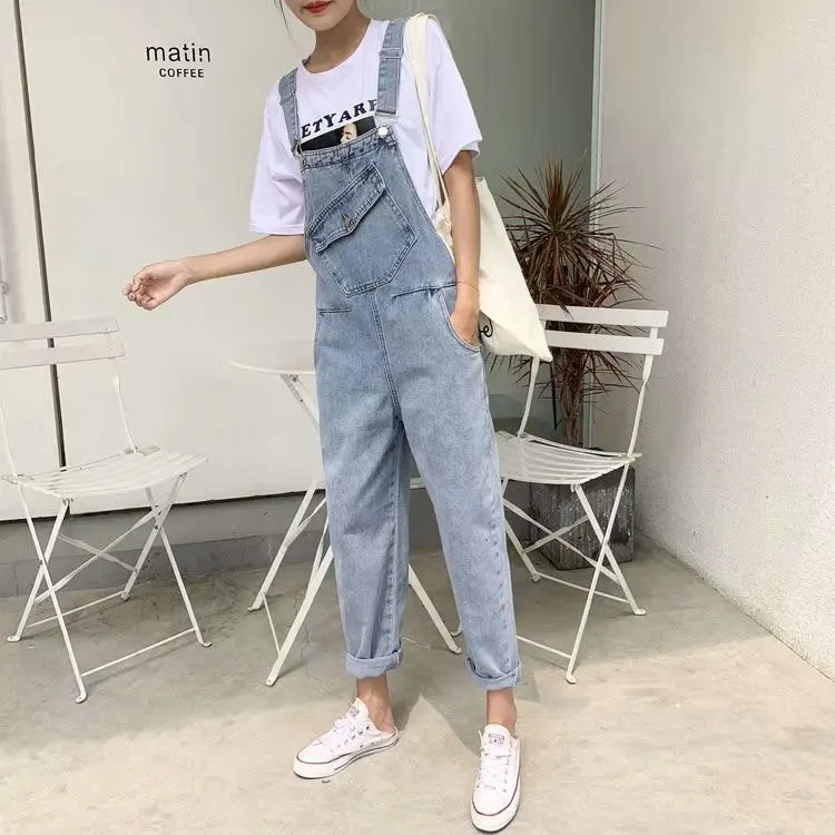 Feynzz Denim Jumpsuits Women Pant Woman Jeans High Waist Denim Pants Wide Leg Denim Clothing Blue Jeans Vintage Quality Fashion