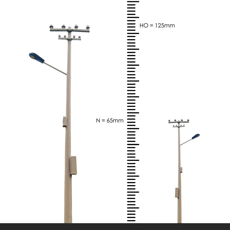 1:87 Ho N Scale Model Utility Pole with Light Model Street Lights for Making Dioramas Scale Model Train Railroad Railway Layout