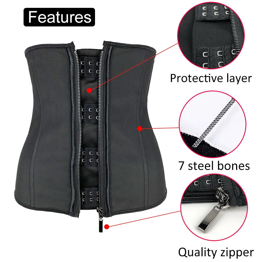 Latex Rubber Waist Trainer Body Shaper Women Hook Zipper Bustiers Waist Cincher Tops Slimming Shapewear Girdle Slim Belt