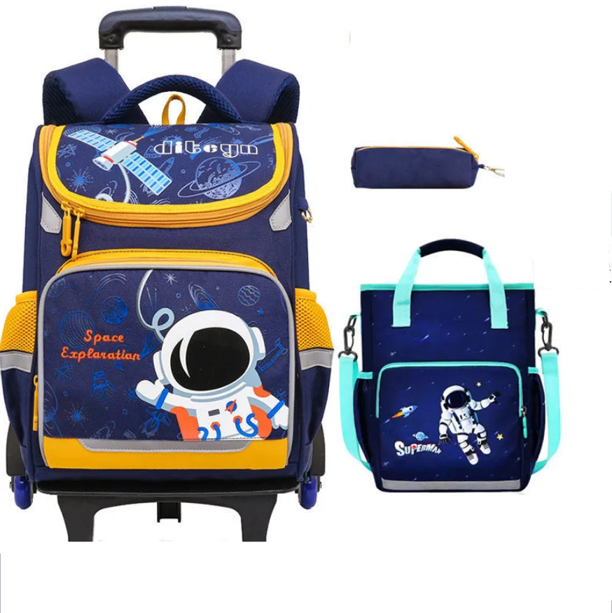 Bolsa escolar com rodas para meninos, escola primária, sacos de carrinho rolante, mochila infantil, mochila, bagagem de mão