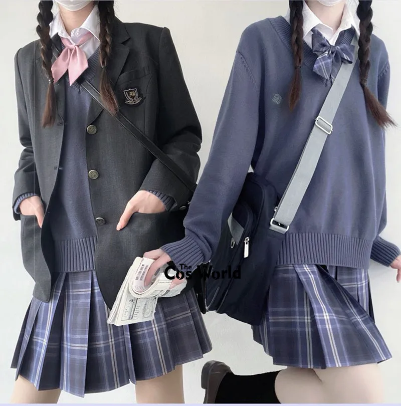 [Diu diu] 女の子の日本の夏のハイウエストプリーツチェック柄スカートjk制服学生服