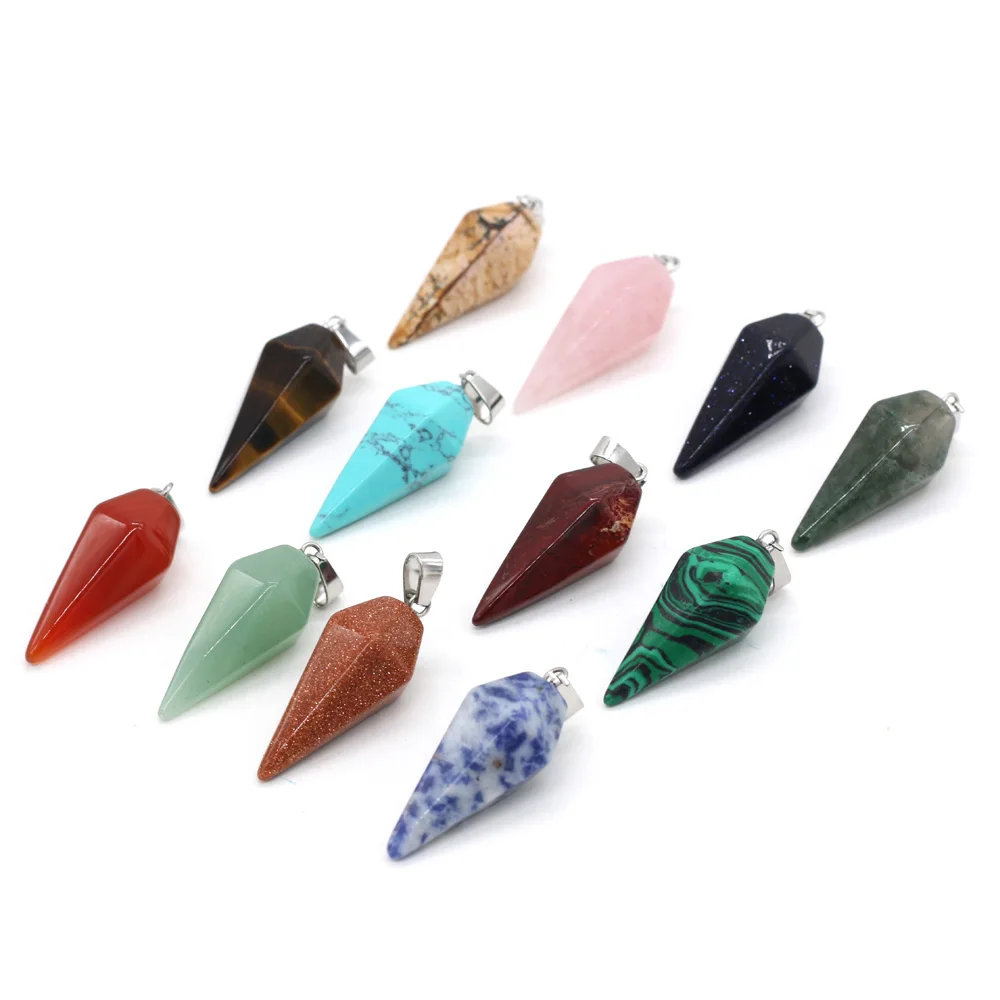 Natural Stone Crystal Agates Pendant Charms Turquoises Healing Reiki Pendants for Women Jewelry Making DIY Charm Necklace Gift