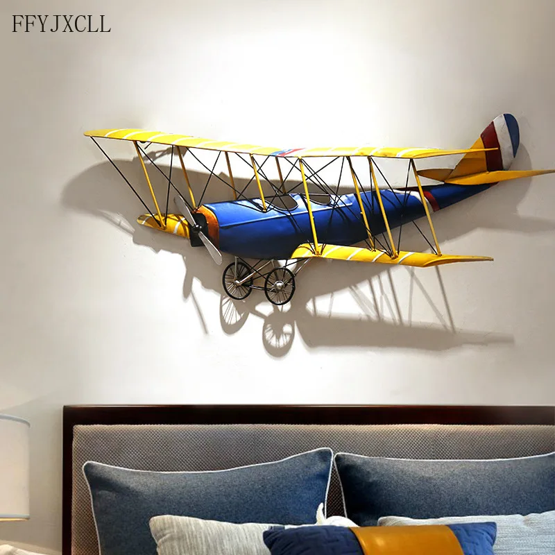 Retro Entrance Wrought Iron Wall Decoration Children's Room Wall Decoration Pendant Bar Coffee Shop Airplane Stereo