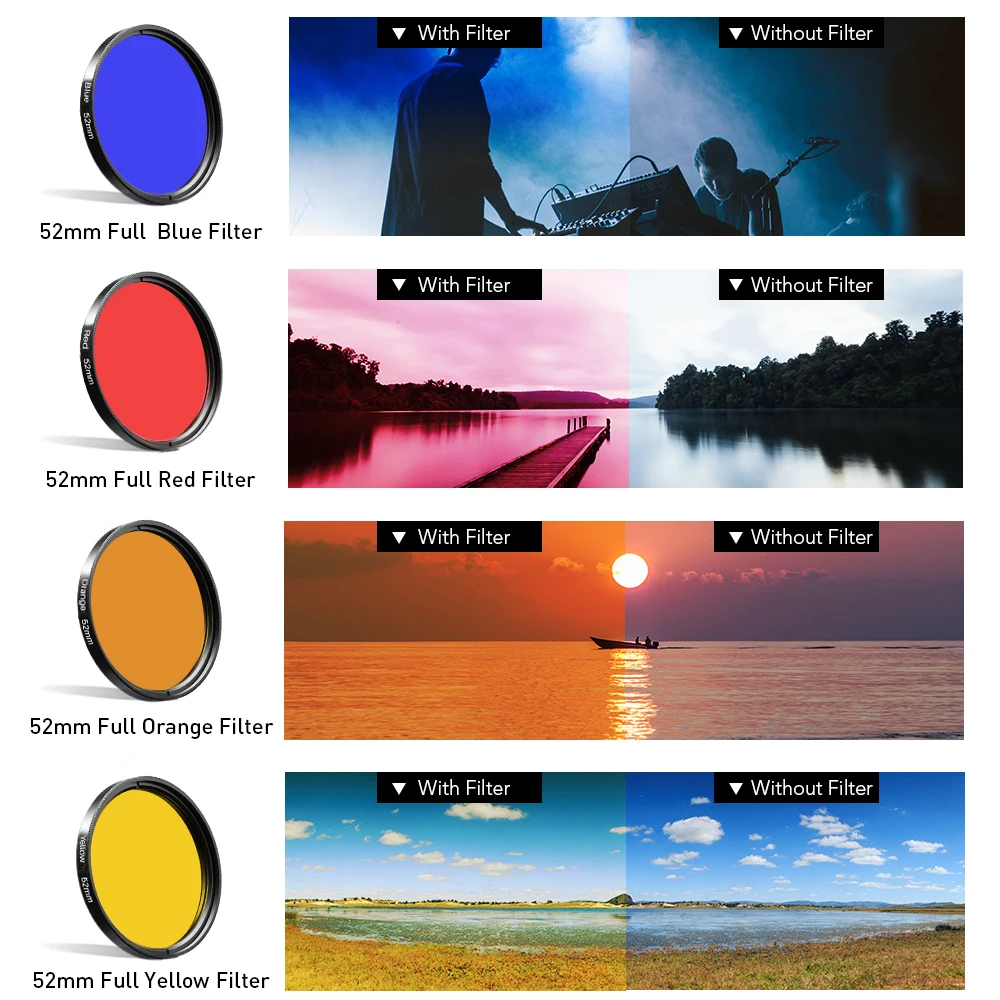 APEXEL 7in1 Full Color Filter Kit Full Blue Red CPL ND Star UV 37/52MM Filter Phone Lenses Camera Lens for Sony Cannon for Nikon