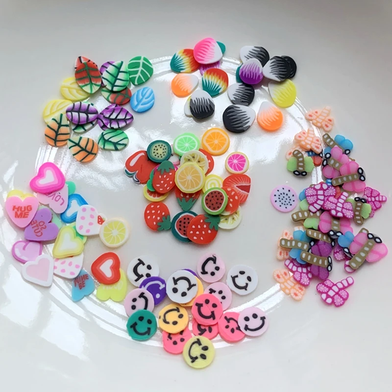 400pcs lovely heart/butterfly/fruit/petal/dragonfly soft clay flat back DIY decorative accessories  nail art decoration