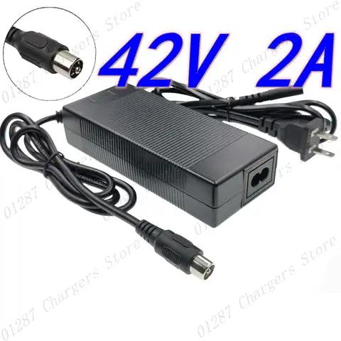 42V 2A RCA 10mm 충전기 전기 자전거 리튬 배터리 충전기 36V 리튬 이온 배터리 팩 전기 스쿠터 충전기
