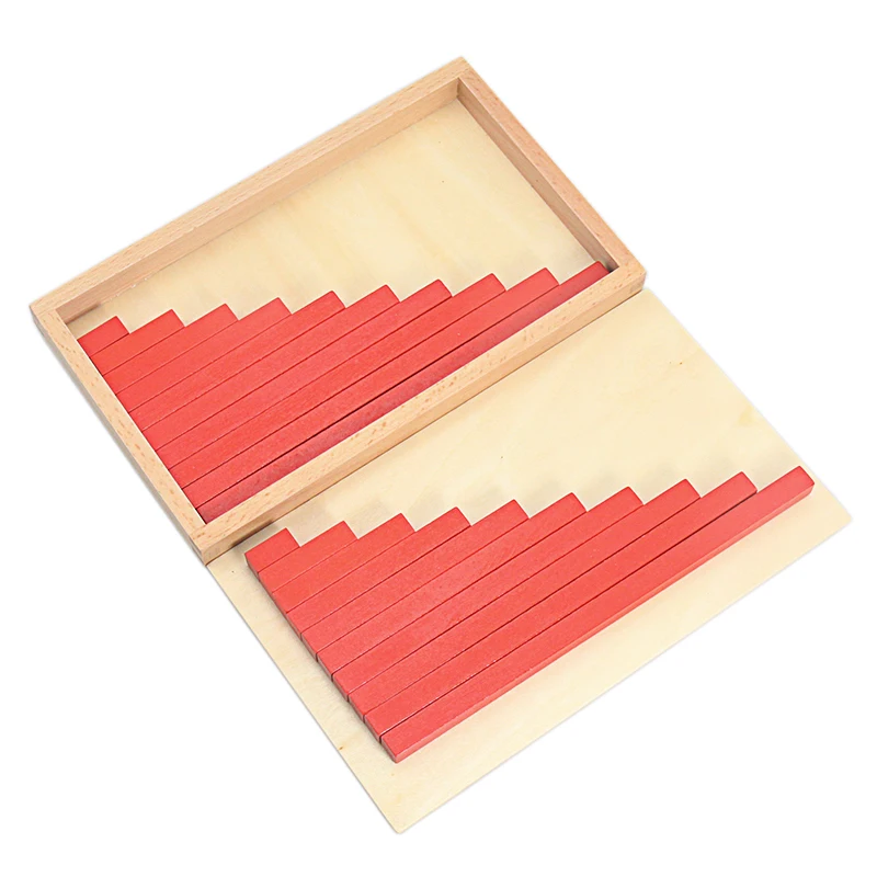 Juguete de matemáticas Montessori de tamaño pequeño, varillas azules y rojas, caja de varillas Rojas, Digital 1-10 con caja de madera, juguetes para niños, Aprendizaje Temprano