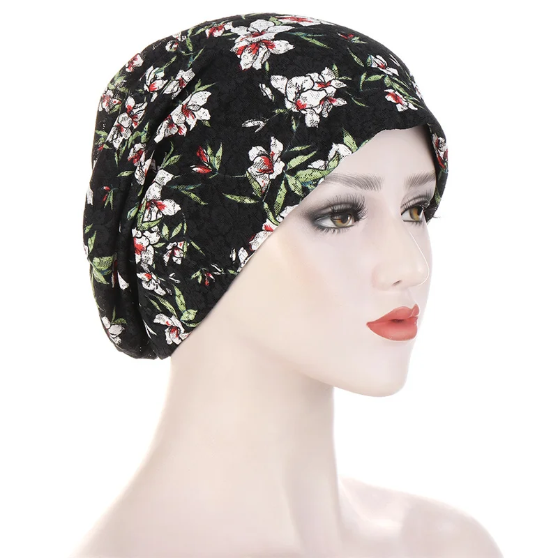 Summer Fashion Lace Sleep Hat Muslim Head Cover Night Caps Women Elegant Bonnet Hat Turban Breathable Headwrap Hair Accessories