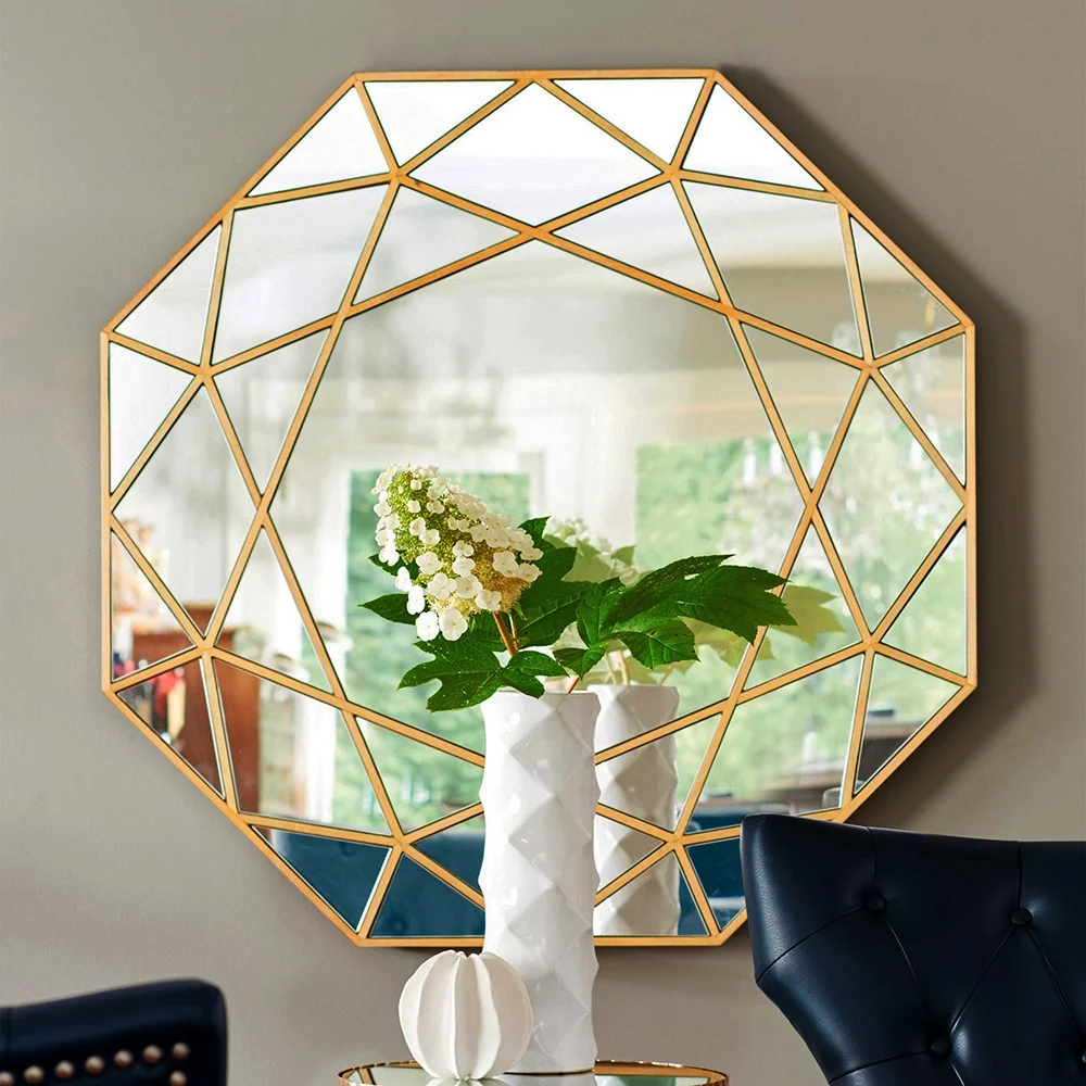 Modern octagon wall mirror glass console mirror geometric wall mirror decorative mirrored wall art