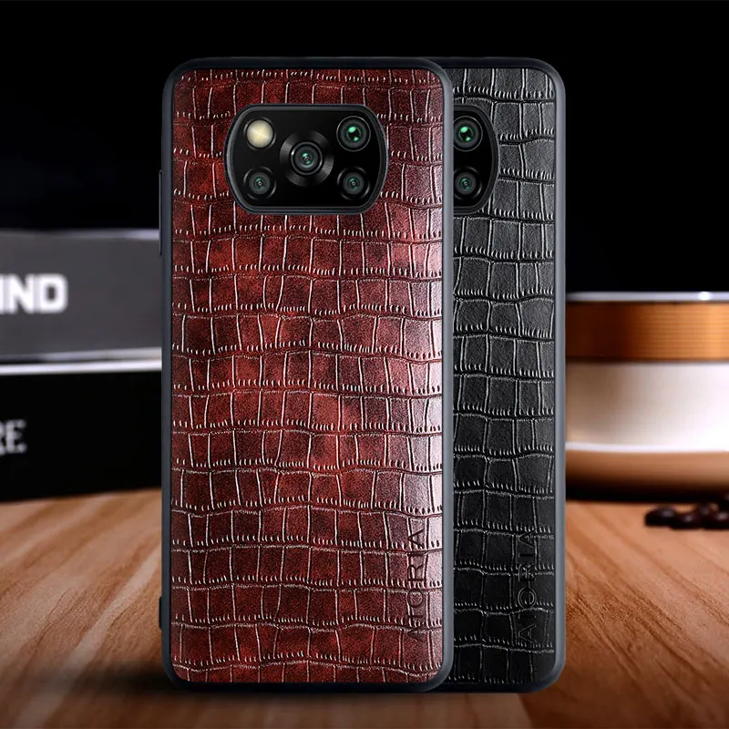 Case for Xiaomi Poco X3 NFC Pro funda luxury crocodile pattern leather soft TPU hard phone cover for xiaomi poco x3 nfc pro case