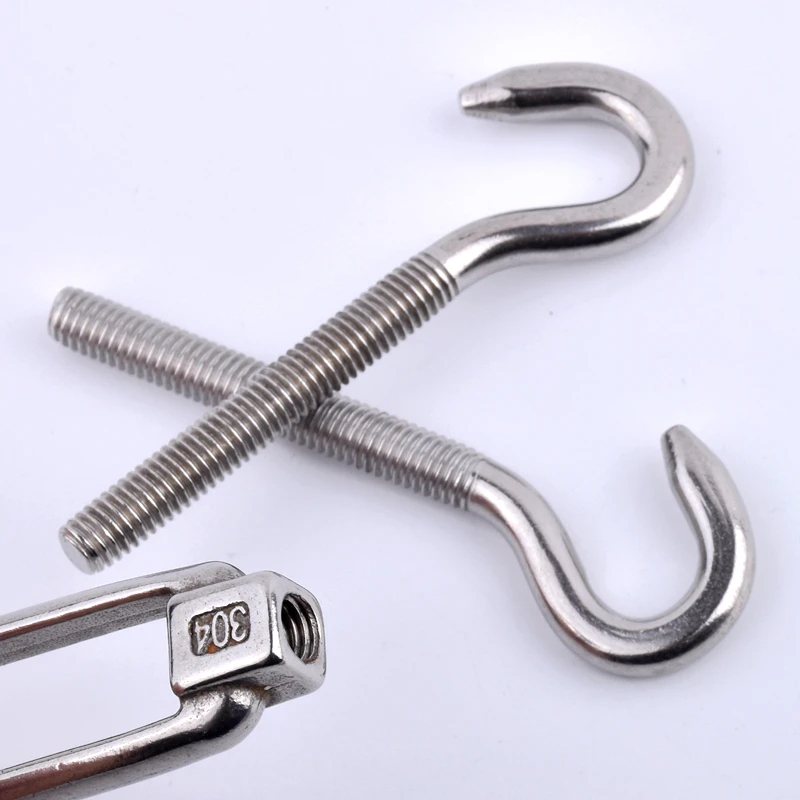 M5~M24 304 Stainless Steel Turnbuckle Flange Bolt Hook Wire Rope Tension Device Shading Net Tarpaulin Installation DIY Tools