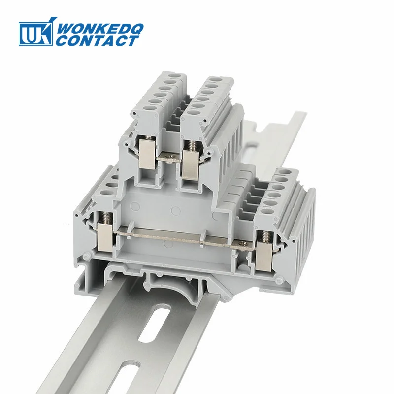 10Pcs UKK/UKKB 5 Double-Level Terminal Block 2 Layer 0.2 - 4 mm² Plug Wire Electrical Screw Connector DIN Rail Termin UKK5 UKKB5