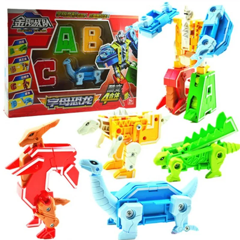 

English Letter ABCDEFG Dino Deformation Toy Alphabet Transformation Robot Dinosaur Action Figures Model Classic Juguete Boy Gift