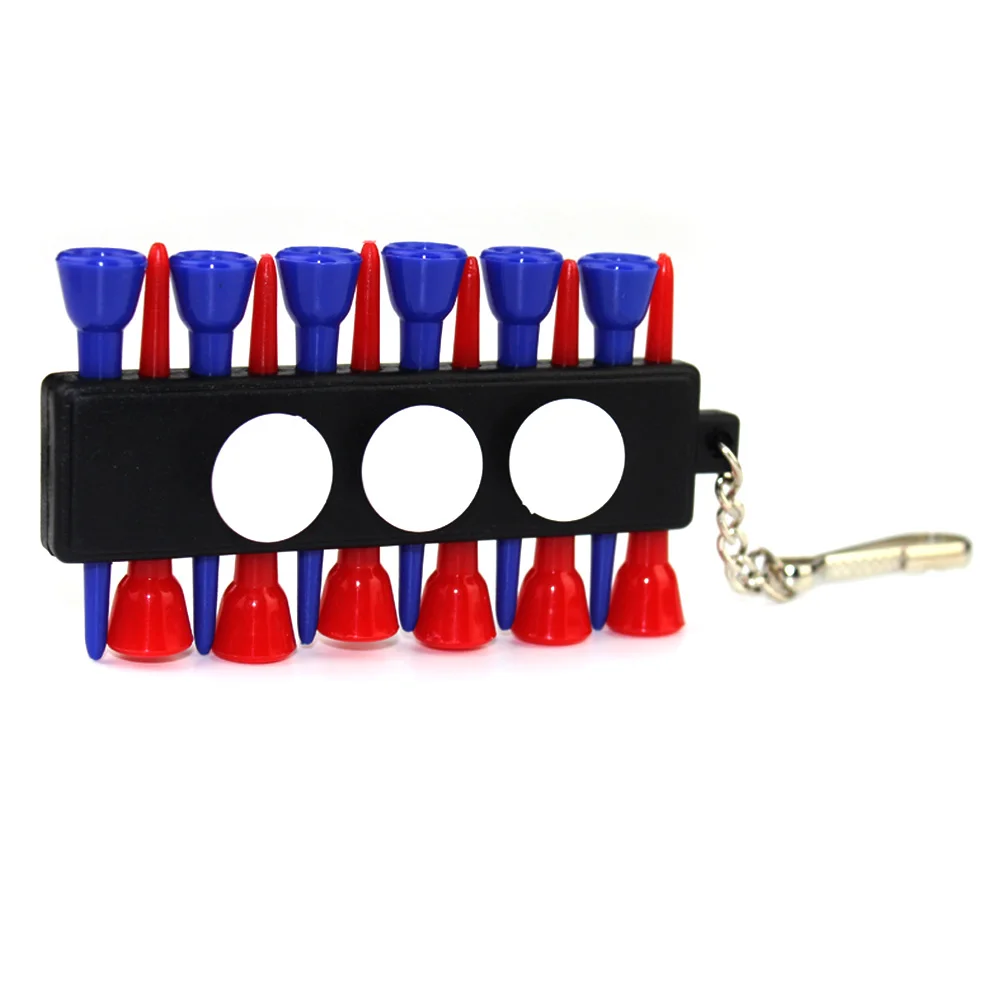 1Set Portable Plastic Golf Tee Holder Carrier With 12 Golf Tees And 3 Plastic Ball Markers with Keychain Golf Accessorie