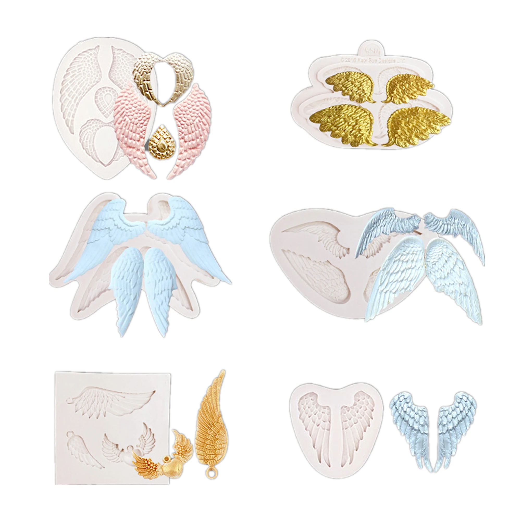 Angel Wings Fondant Silicone Molds Baby Birthday Cake Decorating Tools Cupcake Resin Clay Molds Kitchen Baking Accessorie M536