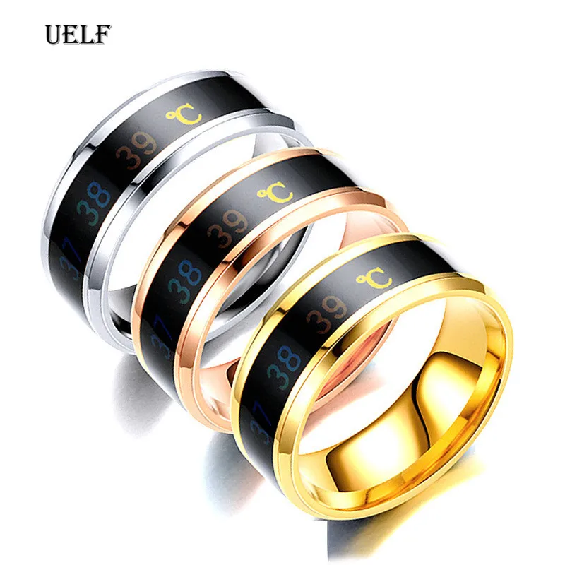 Temperature Ring Titanium Steel Mood Emotion Feeling Intelligent Temperature Sensitive Ring for Women Men Waterproof Jewelry