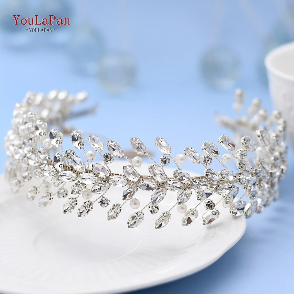 YouLaPan – serre-tête en strass pour mariage, élégant, fait à la main, diadème et couronne en perles, accessoires pour cheveux de mariée, coiffure, HP351