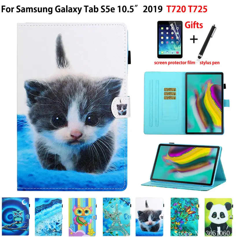 

SM-T720 Case For Samsung galaxy tab S5e 10.5 2019 T720 SM-T725 Smart Cover Funda Tablet Fashion Print Stand Shell Capa +Gift