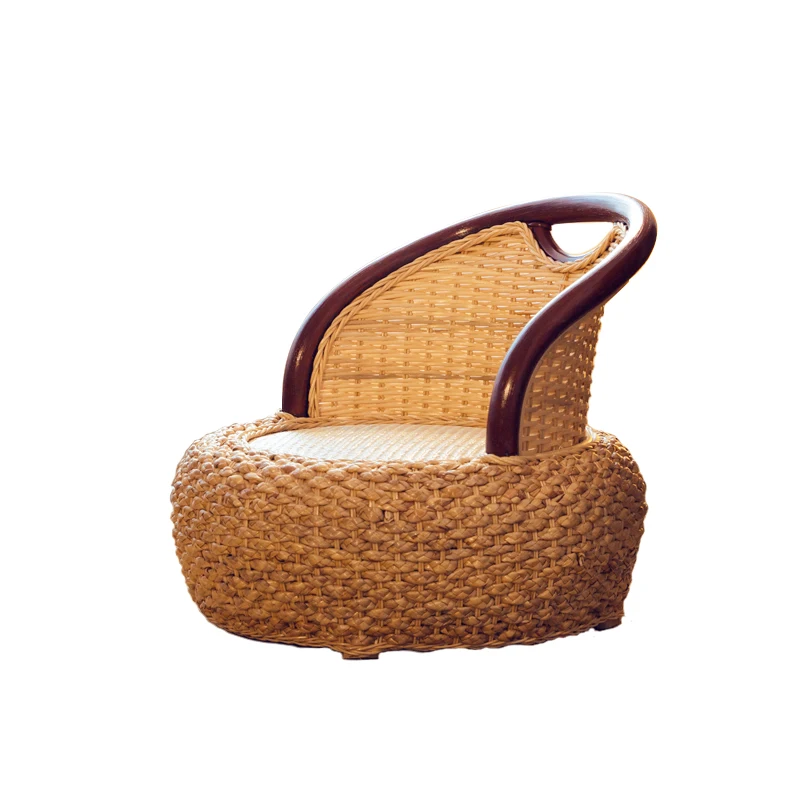 Japanese Rattan Zaisu Legless Chair Handmade- Rattan Woven Floor Sitting Tatami Chair For Bay Window Bed Lazy Sofa Meditation