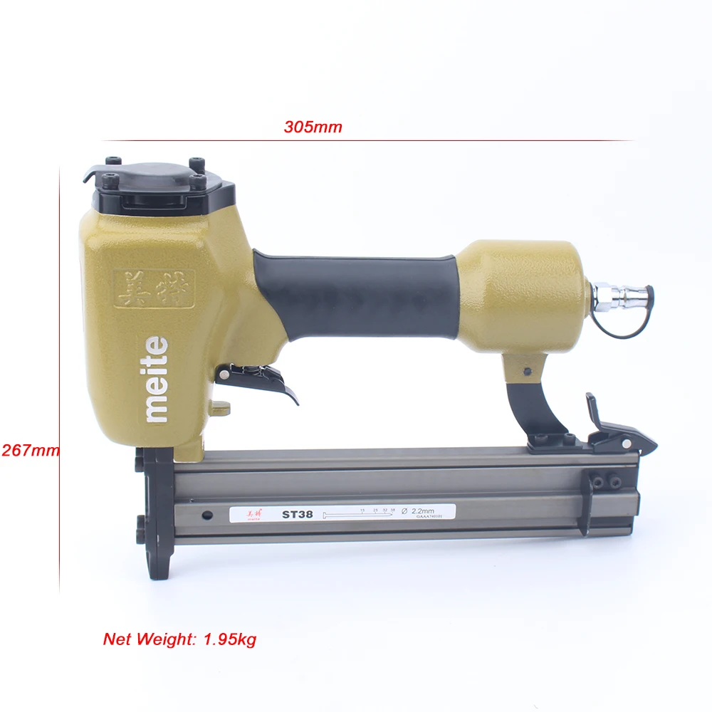 Meite ST38 Professional Pneumatic Nailing Gun Air Stapler Gun Pneumatic Nailer Gun 15-38mm for Trunking/Concrete