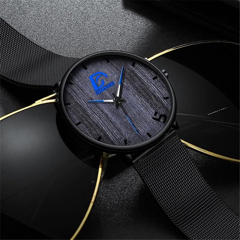 Reloj hombre moda męska Ultra cienkie minimalistyczne zegarki mężczyźni biznes pasek z siatki ze stali nierdzewnej zegarek kwarcowy relogio masculino