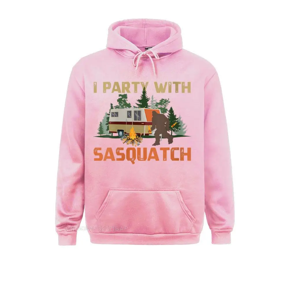 Womens I Party With Sasquatch Bigfoot Camping Vintage Funny Camper O-Neck Popular Student Sweatshirts Hoodies Moto Biker Clothes